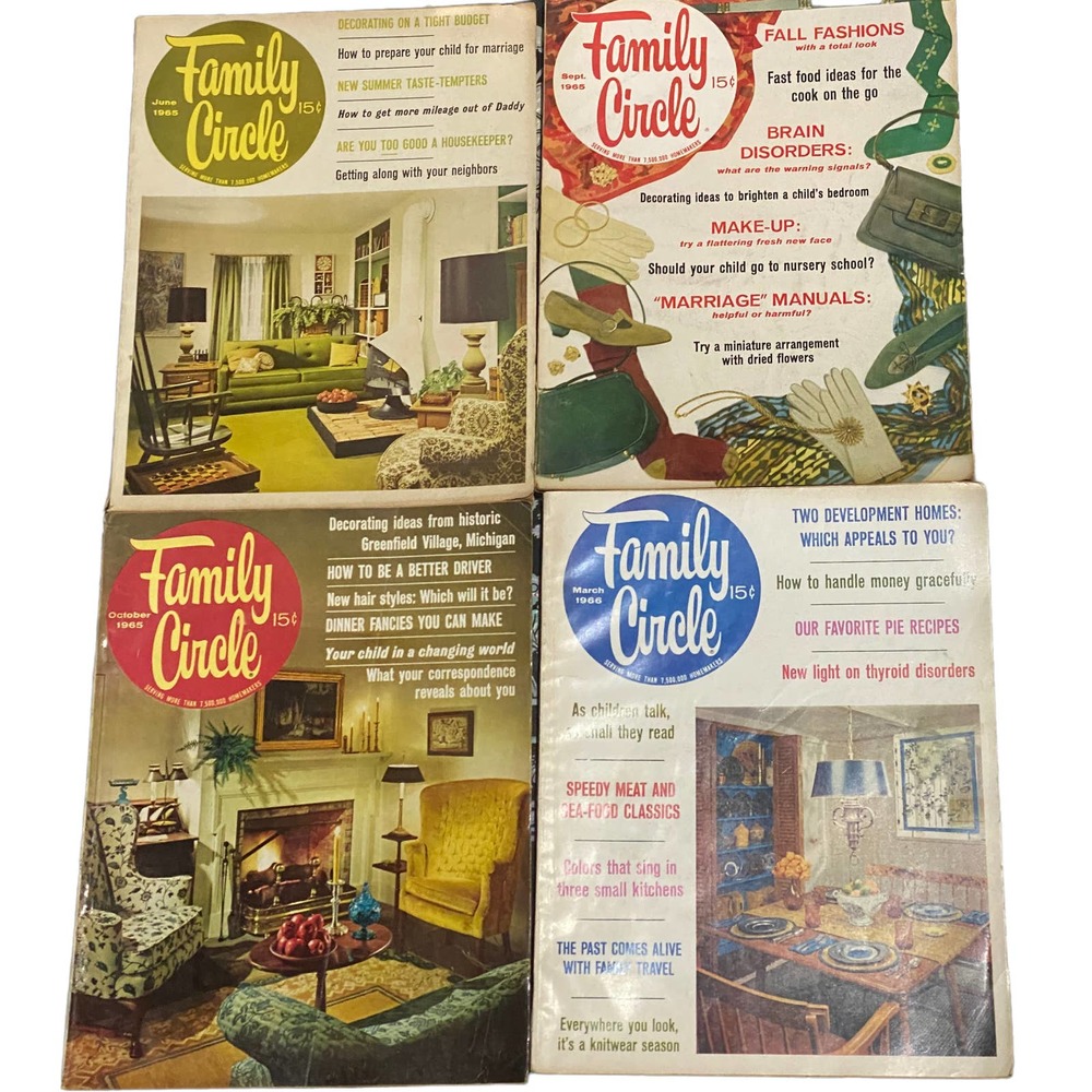1965-66 Vintage Family Circle Magazines June September October '65 March '66